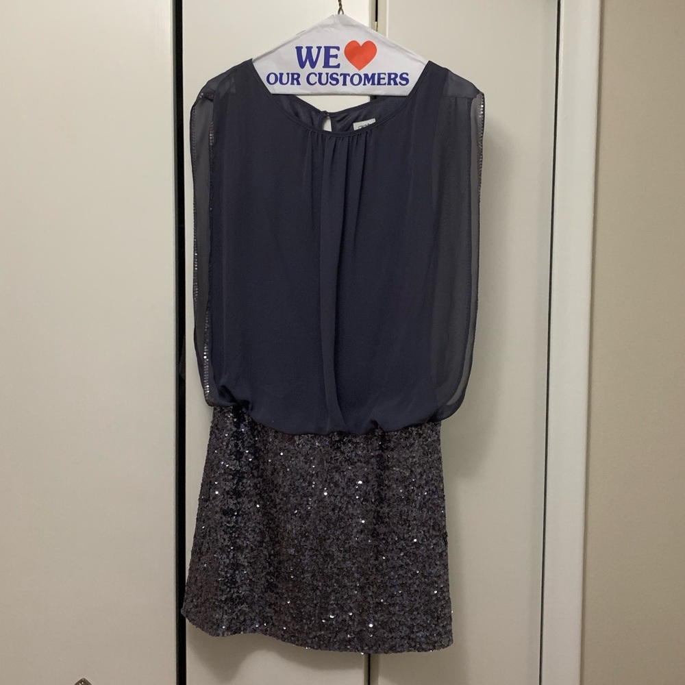 Grey / Blue Cache Sequin Skirt Dress - Size 4.